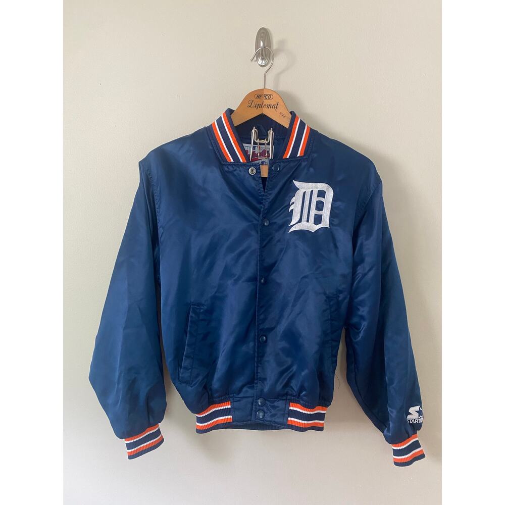 Vtg Starter Diamond Collection Detroit Tigers Satin Jacket Size L (Smaller Fit)